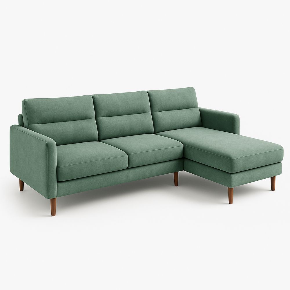 Sofá seccional derecho de 3 plazas con estructura y patas de madera de haya y tapizado en poliéster 274x152x85cm
