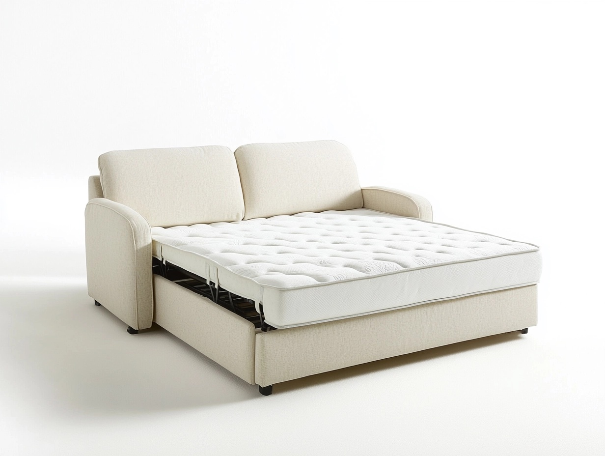 Sofá cama convertible beige rectangular tela poliéster colchón integrado 200x150x90 cm