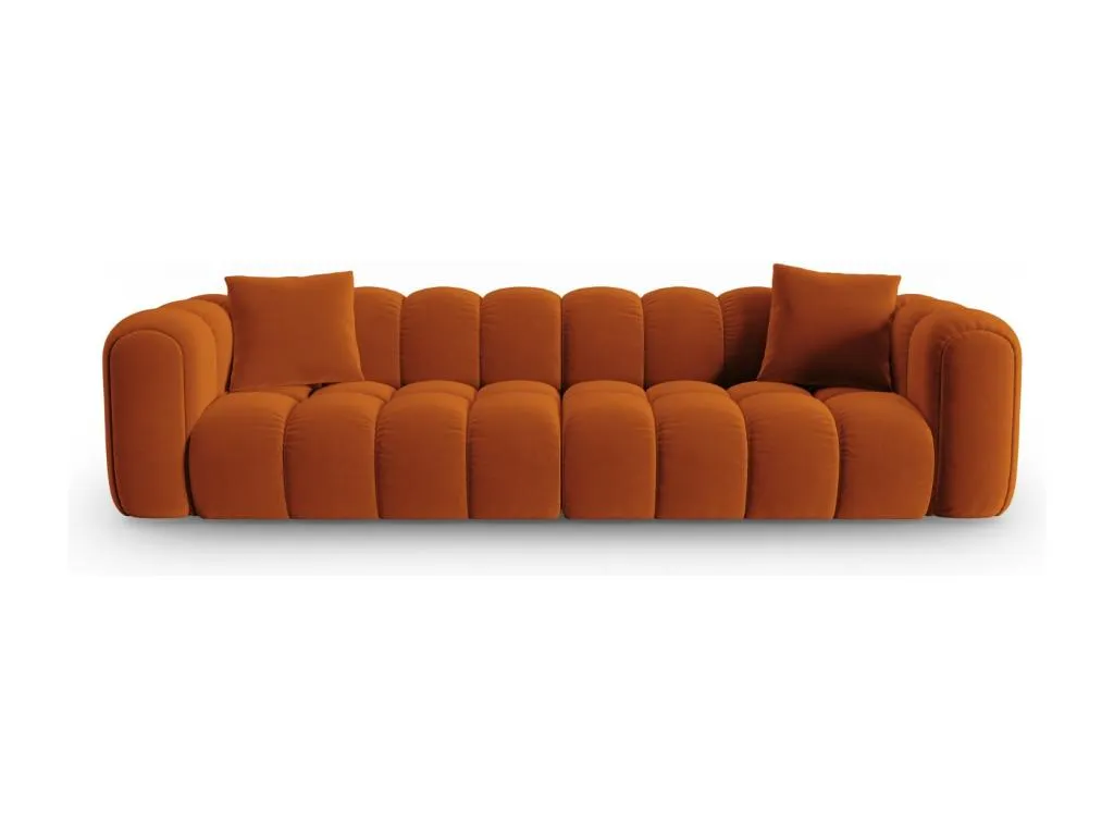 Sofá modular Vivirsingular de 4 plazas confeccionado en terciopelo terracota medidas 298x94x70 cm gyhs17484