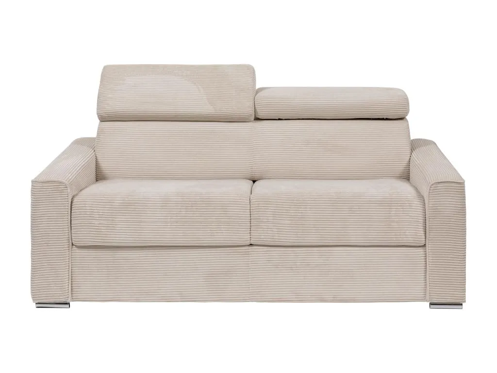 Sofá cama de 4 plazas de apertura rápida de pana beige - Cama de 160 cm - Colchón de 22 cm - Homepleno jbdc08571