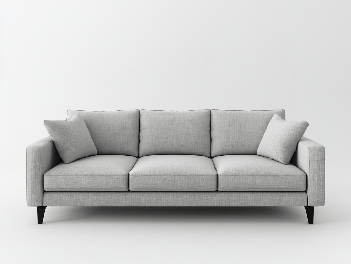 Sofá Rectangular Poliéster 3 Plazas 210x80x90 Gris Claro