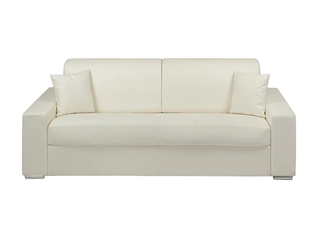 Sofá cama italiano 4 plazas piel sintética Andreuworldcasa - Blanco - Cama 160 cm - Colchón 18 cm