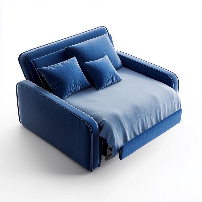 Sofá Cama Azul para Sala de Estar 200x140 cm Funcional Tapizado