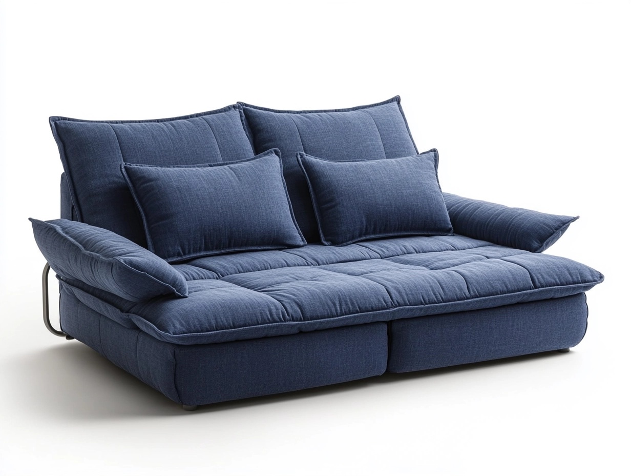Sofá Cama Azul con Cojines 140x90 cm
