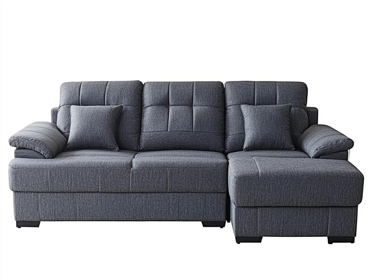 Sofá Seccional Tela Gris con Chaise Longue Reversible 270x150x85 cm