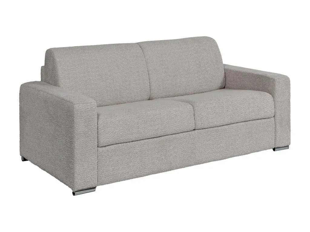 Sofá cama de 3 plazas de apertura rápida de tela rizada gris claro - Cama de 140 cm - Colchón de 18 cm - Alkifurniturees 20262BRHW