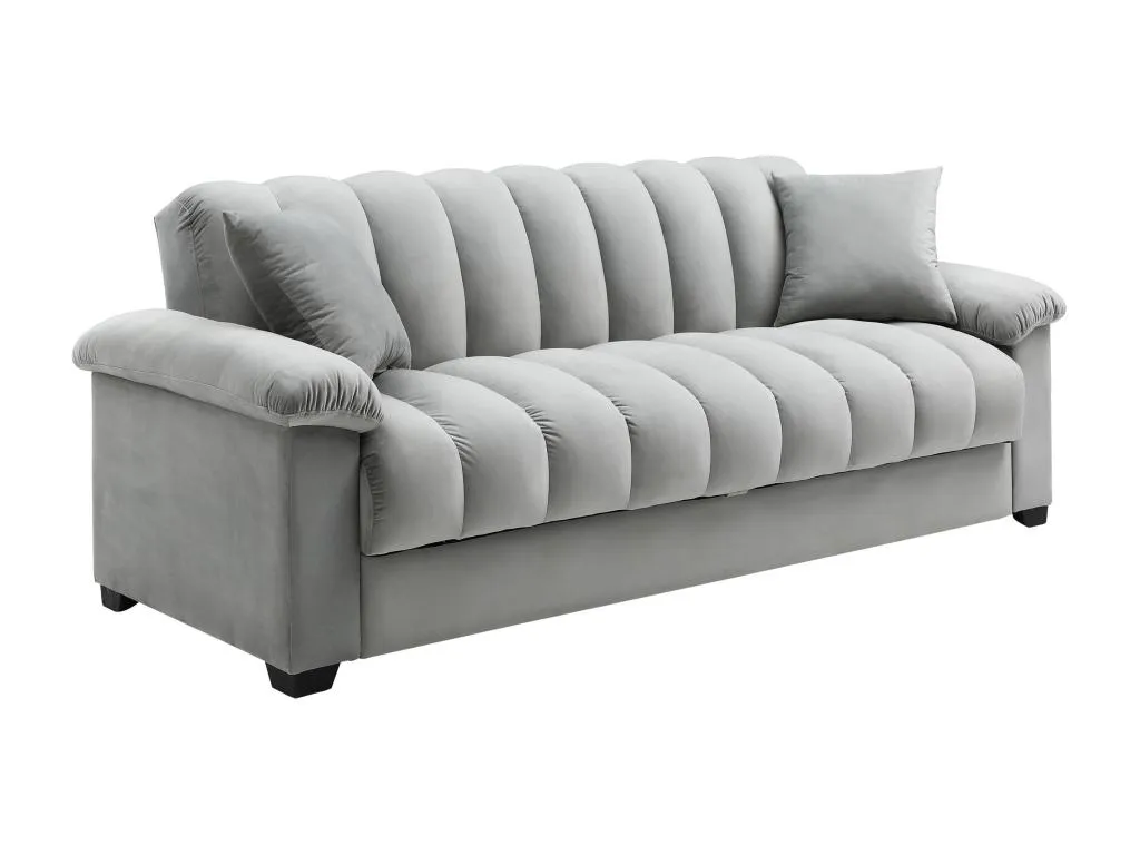 Sofá cama de 3 plazas en terciopelo gris. kcd410937