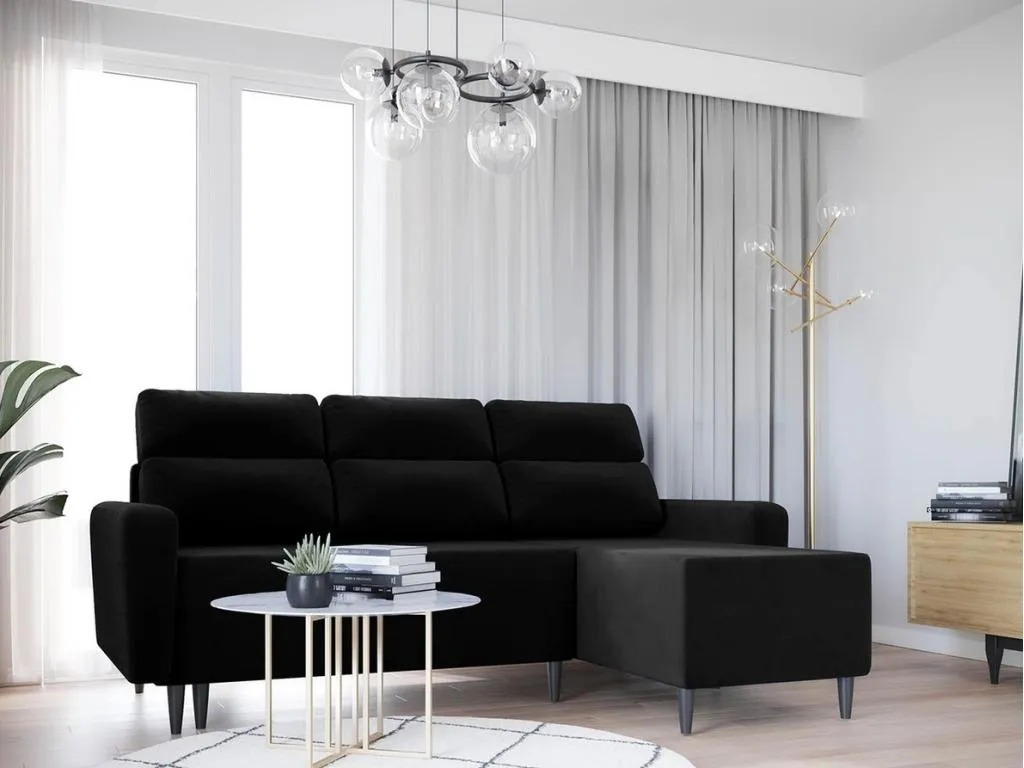 Sofá rinconero Lluesmamuebles 102 Negro Función de descanso Caja de ropa de cama 236x148cm