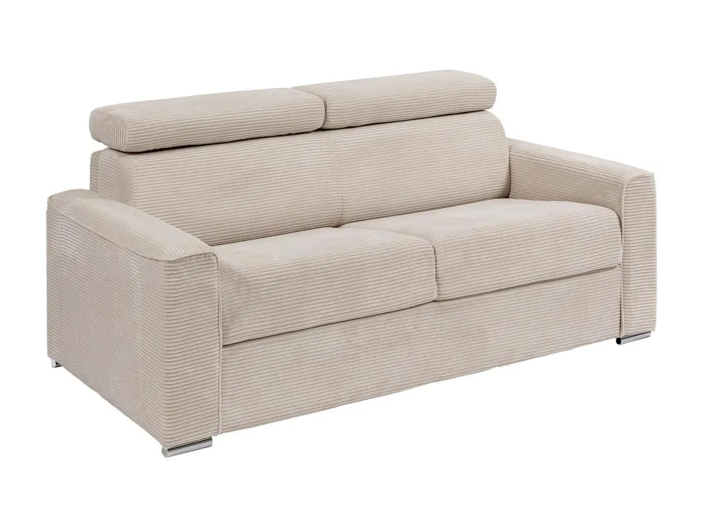 Sofá cama de 4 plazas de apertura rápida de pana beige - Medidas dormitorio 160 cm - Colchón de 18 cm - Patriciabaezcasa
