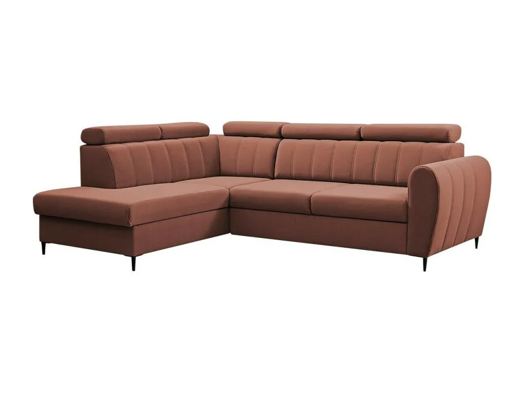 Sofá rinconero Hogarsens 125 Rosa Función de descanso Caja de ropa de cama 264x200x90cm