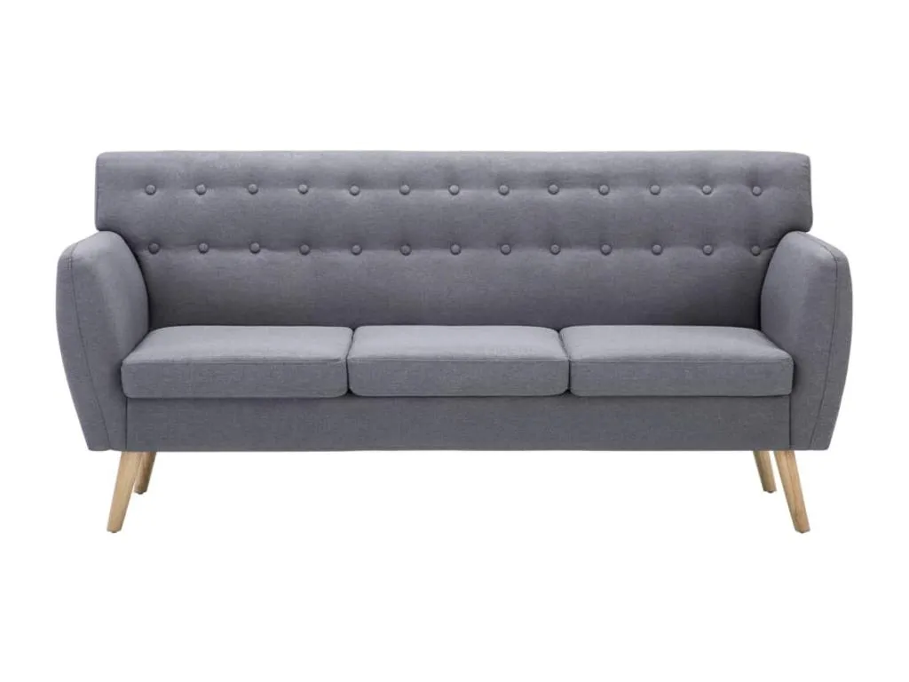 Sofá de 3 plazas tapizado de tela gris claro 172x70x82 cm