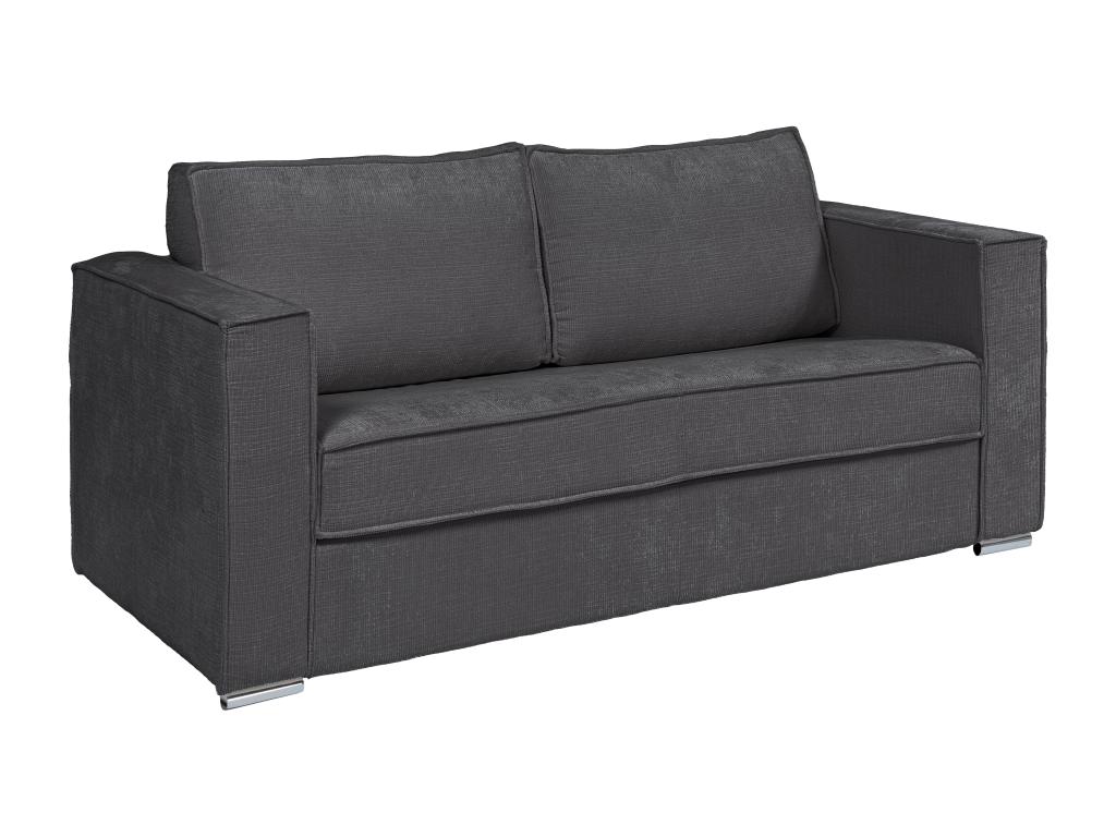 Sofá cama de 4 plazas de apertura rápida de tela texturizada azul petróleo - Somier de láminas anchas de 160 cm - Colchón de 18 cm LORETO