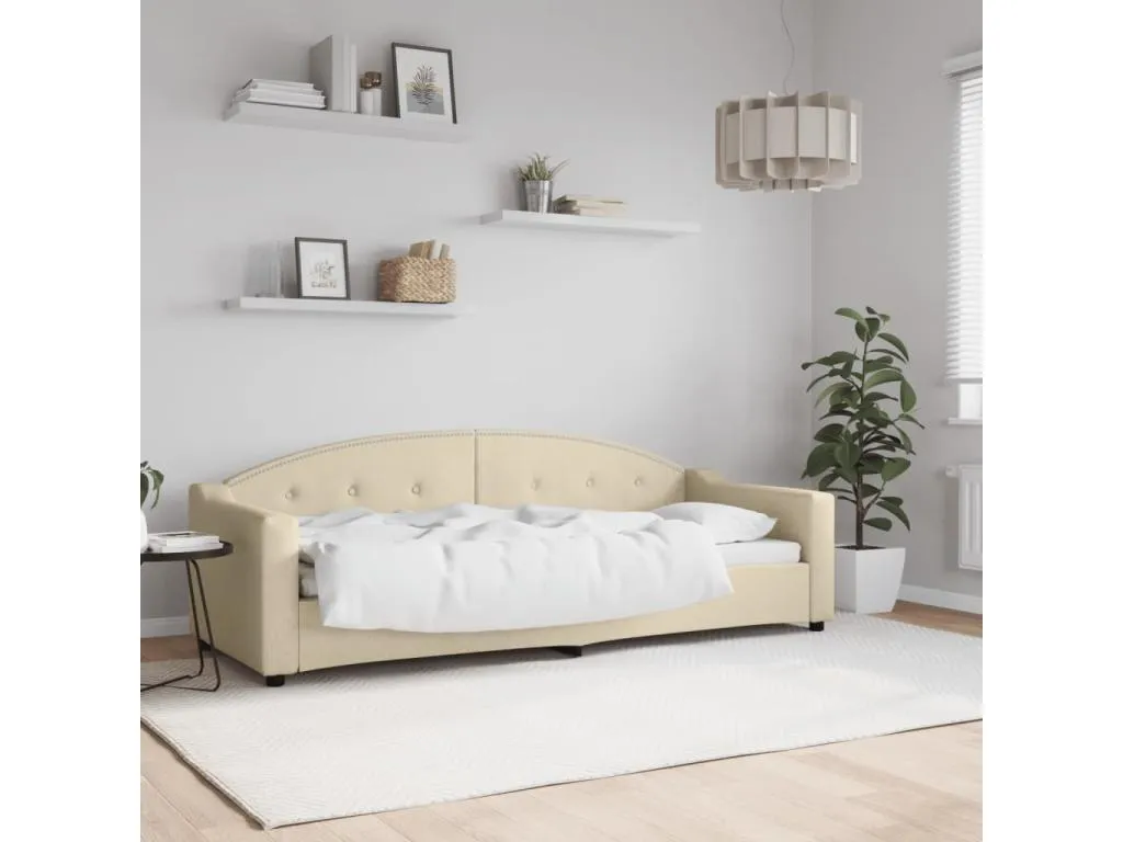 Sofá cama sin colchón tela crema 80x200 cm