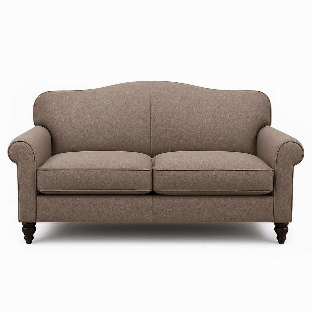 Sofá Marrón Salón 2 Plazas Tapizado Clásico 180cm Tela Confortable