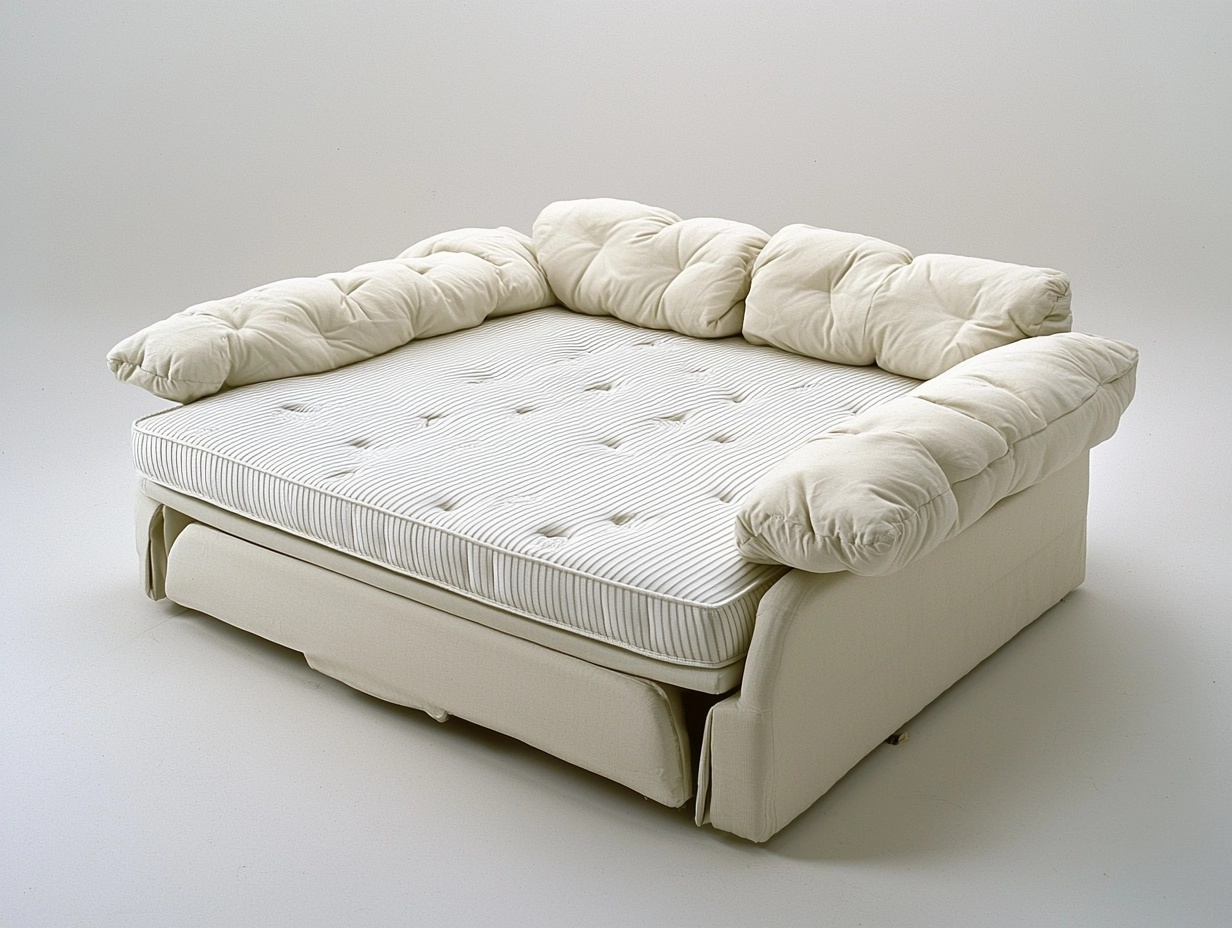 Sofá cama grande de tela beige 200x160 cm para sala multifuncional moderno plegable