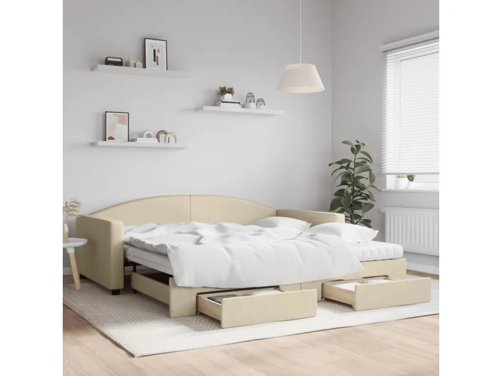 Sofá cama Patriciabaezcasa con cajones tela color crema 100x200 cm