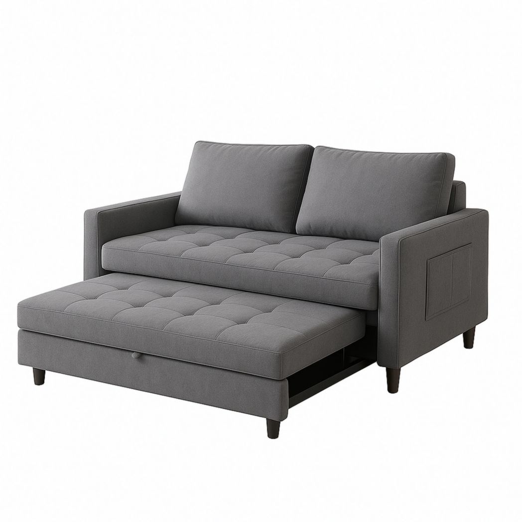 Sofá cama gris de tela de poliéster, tipo extraíble 200x150x90 cm