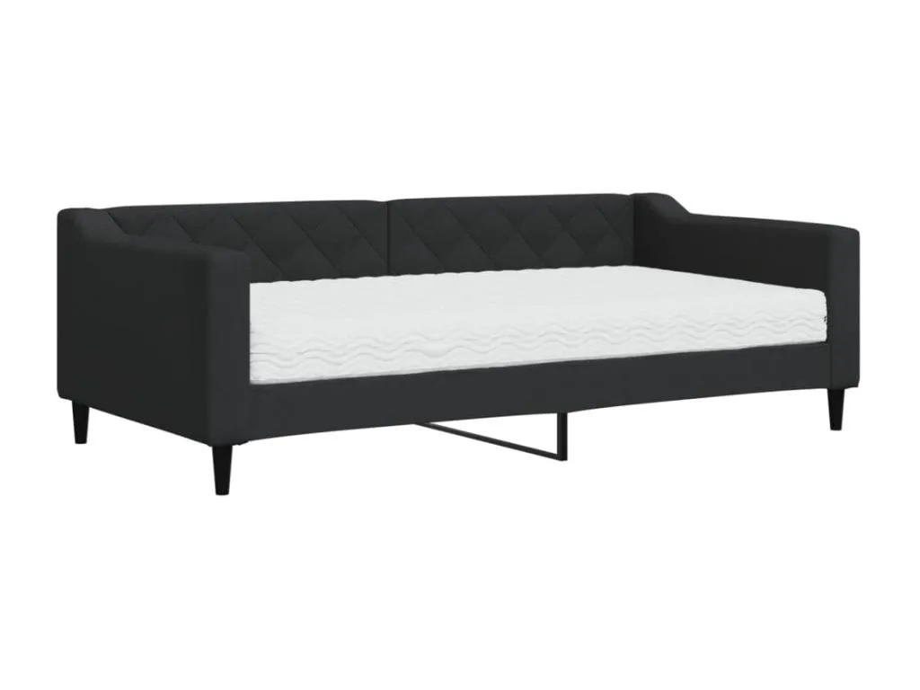 Sofá cama con colchón tela negro 90x190 cm tzts40866