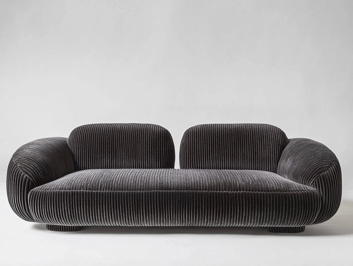 Sofá de Corderoy Gris Oscuro de 3 Plazas con Estructura Robusta y Asiento Acolchado