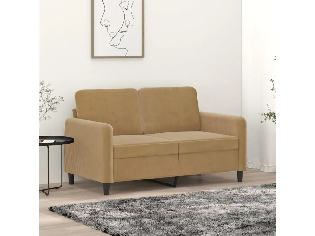 Sofá de 2 plazas terciopelo marrón 120 cm