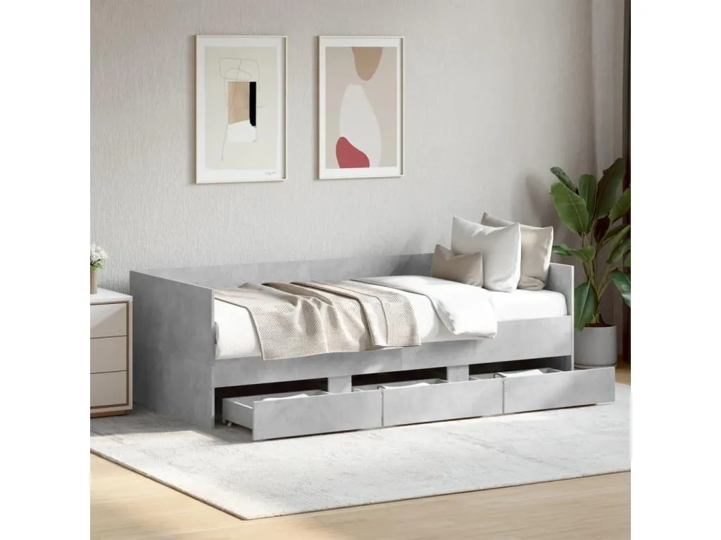 Sofá cama con cajones sin colchón gris hormigón 75x190 cm 78097VUBB