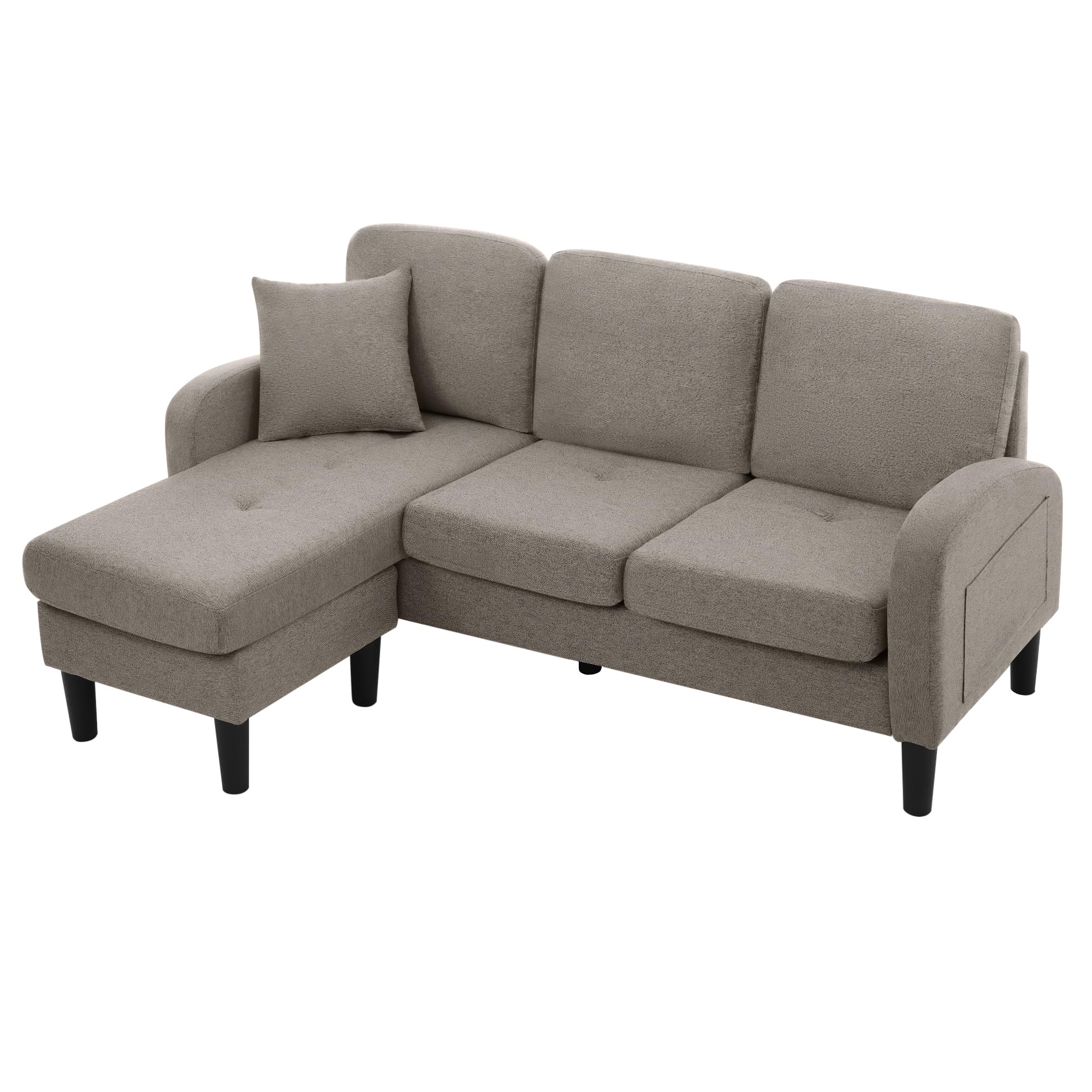 Sofá esquinero en L 3 plazas chaise longue beige