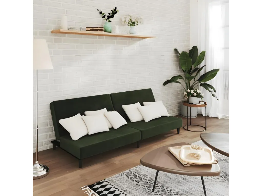 Sofá cama de 2 plazas terciopelo verde oscuro afub76595