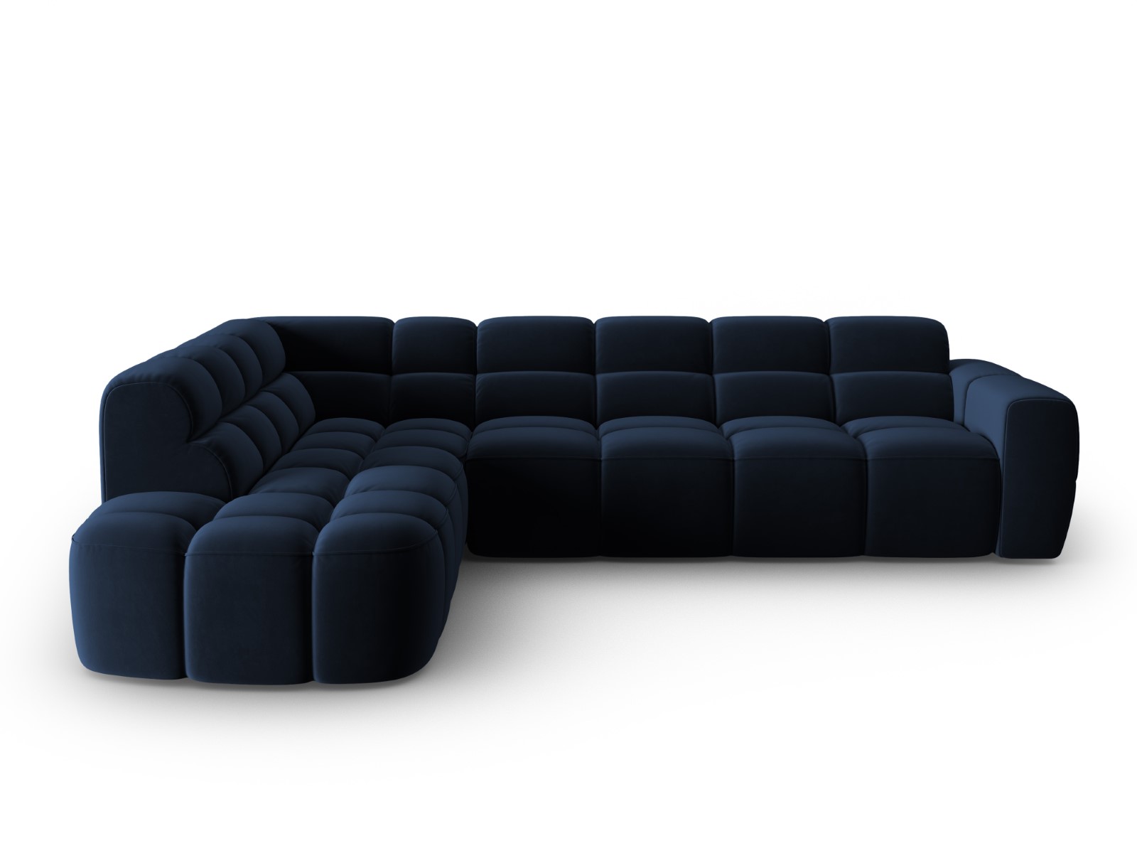 Sofá chaise longue izquierdo de 5 plazas en terciopelo azul rey ao6476a1