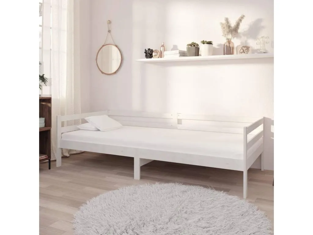 Sofá cama con colchón Alkihogares maciza blanco 90x200 cm