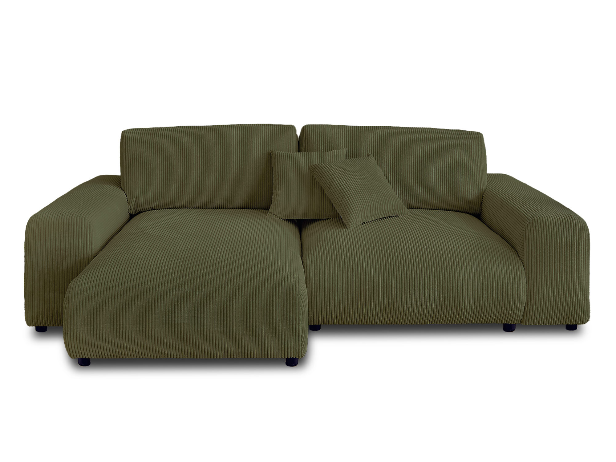 Sofá esquinero reversible de 4 plazas en terciopelo canalé verde hb0296j3