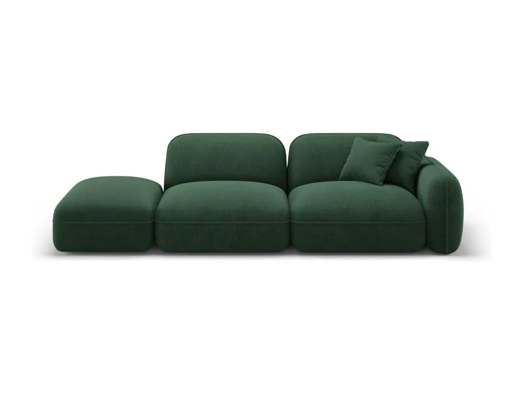 Decocasaes - Sofá modular izquierdo Decocasaes 3 plazas de terciopelo verde - 295x90x70cm 00798lrgc