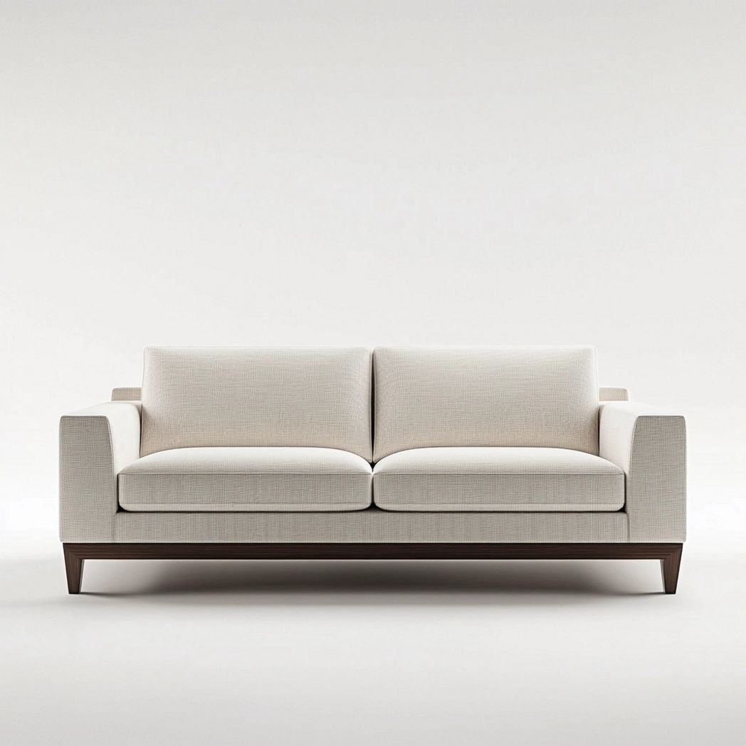 Sofá de 2 Plazas Tapizado en Tela de Poliéster Beige con Estructura de Madera de Teca 180x85x75 cm