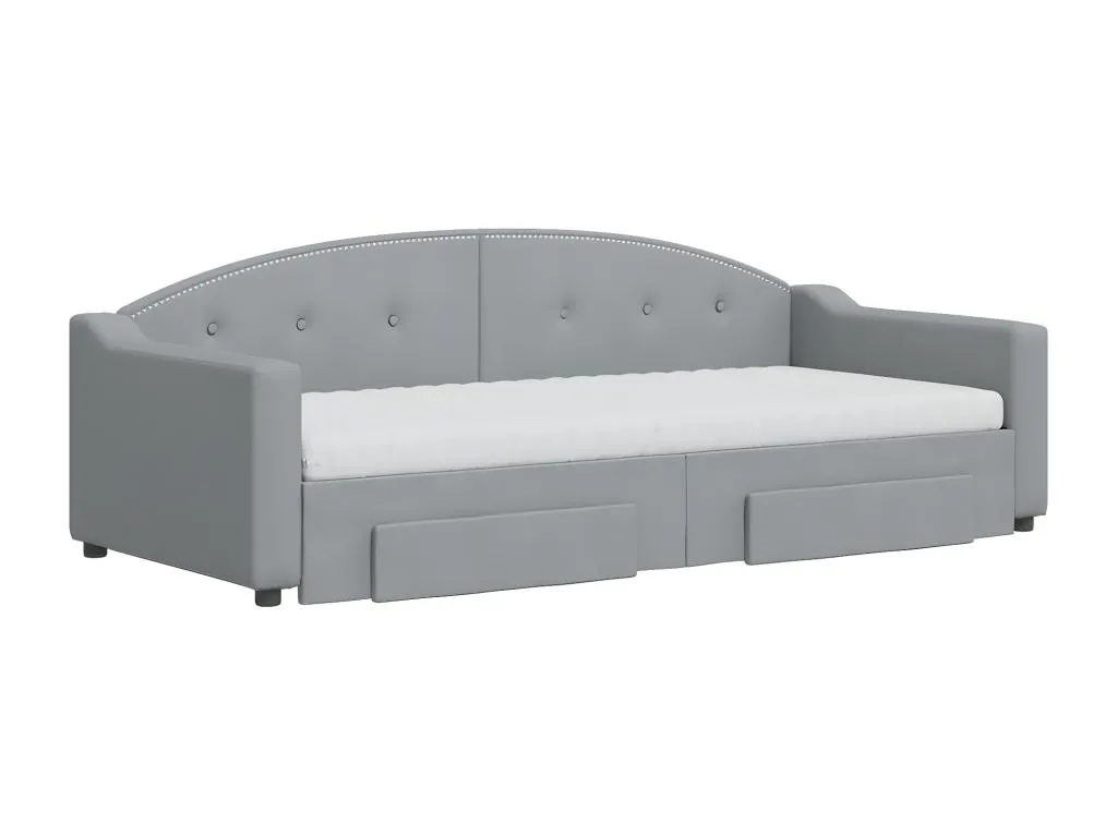 Sofá cama Decocasaes con cajones tela gris claro 90x200 cm dpog01976