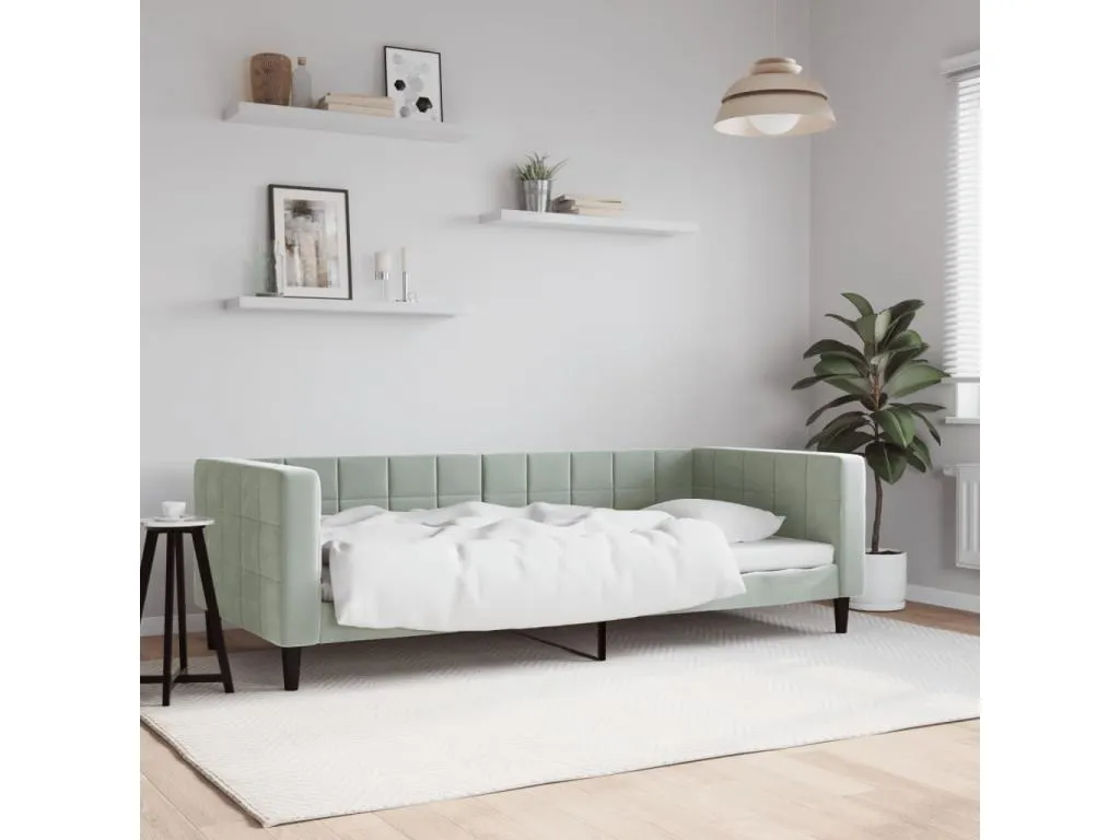Sofá cama terciopelo gris claro 90x190 cm SWMD80384
