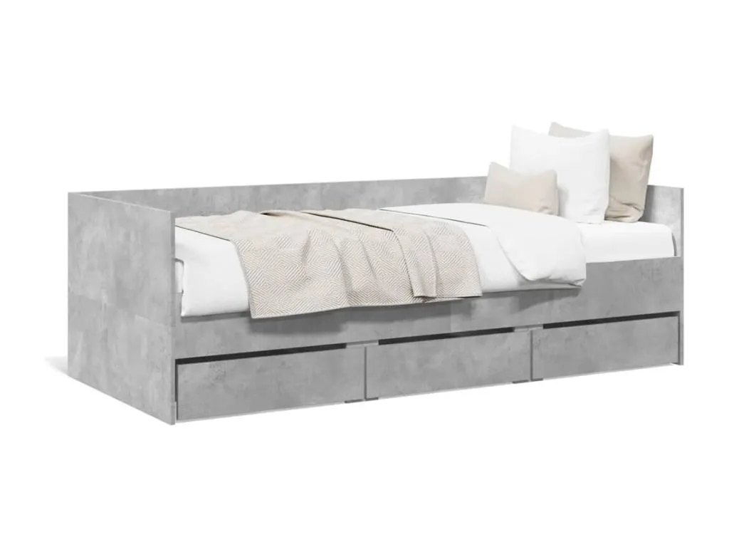 Sofá cama con cajones sin colchón gris hormigón 75x190 cm 78097VUBB