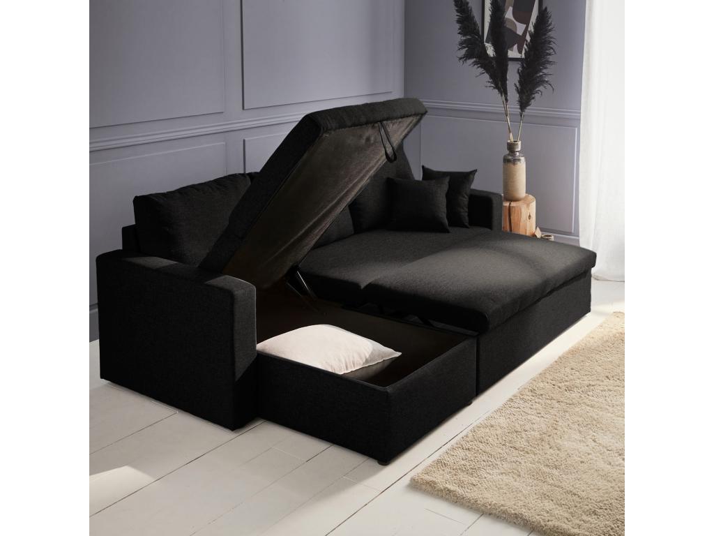 Sofá cama esquinero de 3 plazas negro