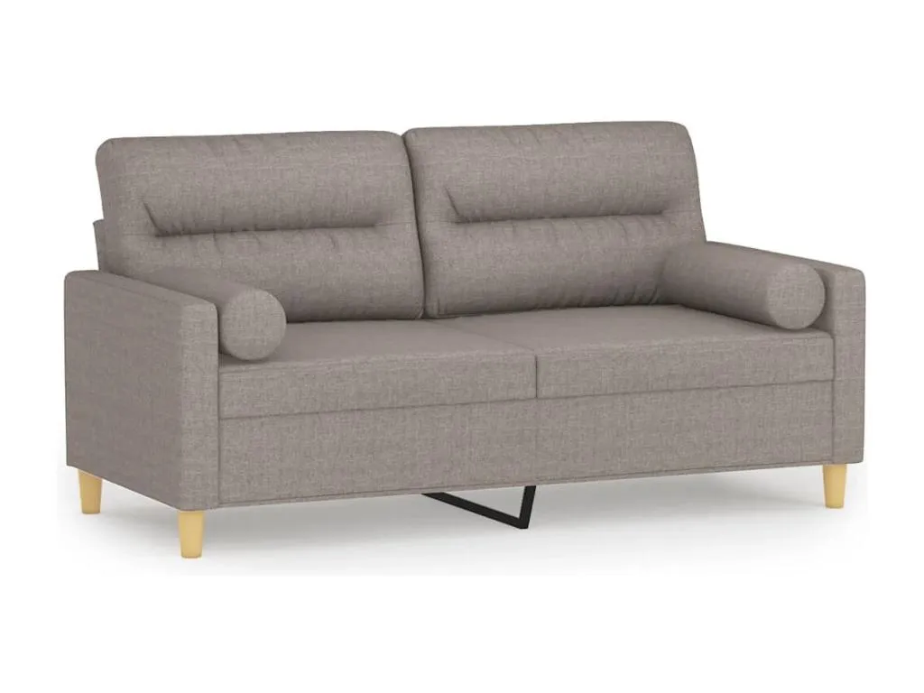 Sofá de 2 plazas con cojines tela gris taupe 140 cm