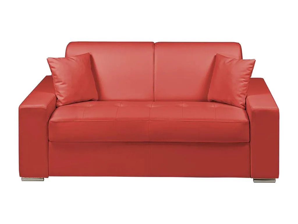 Sofá cama italiano 2 plazas piel sintética Prietocasa - Rojo - Cama 120 cm - Colchón 22 cm