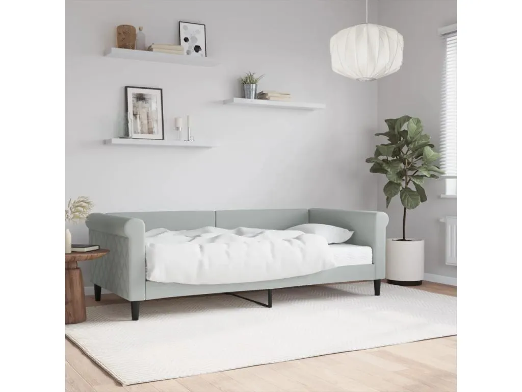 Patriciabaezcasa Sofá cama con colchón terciopelo gris claro 90x190 cm