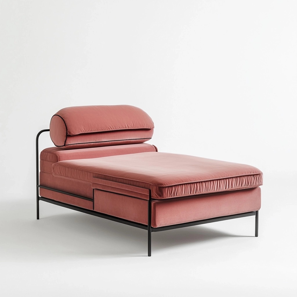 Sofá cama de metal rosa moderno para sala de estar