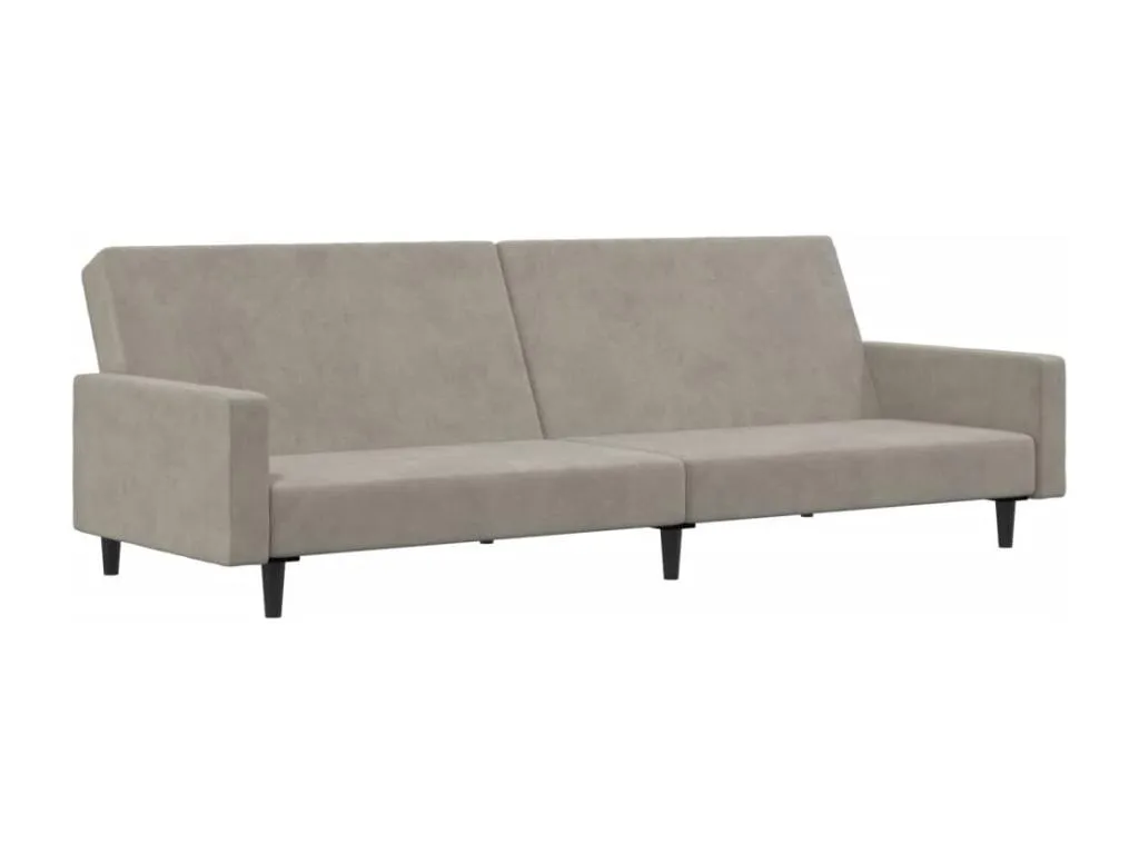 Sofá cama de 2 plazas en terciopelo gris claro. cfe3571717