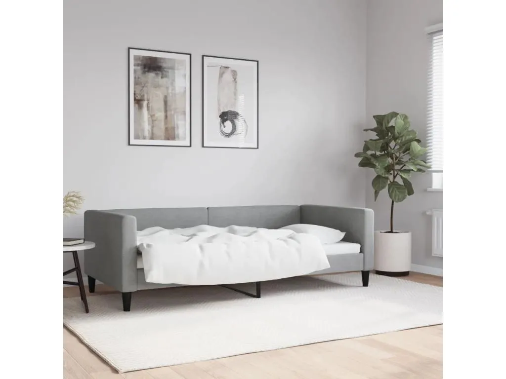 Sofá cama sin colchón tela gris claro 90x190 cm