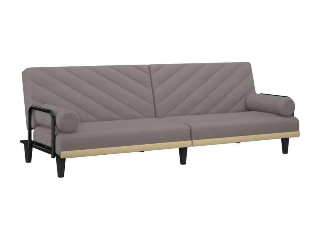 Sofá cama con reposabrazos tela gris taupe 54591OPGR