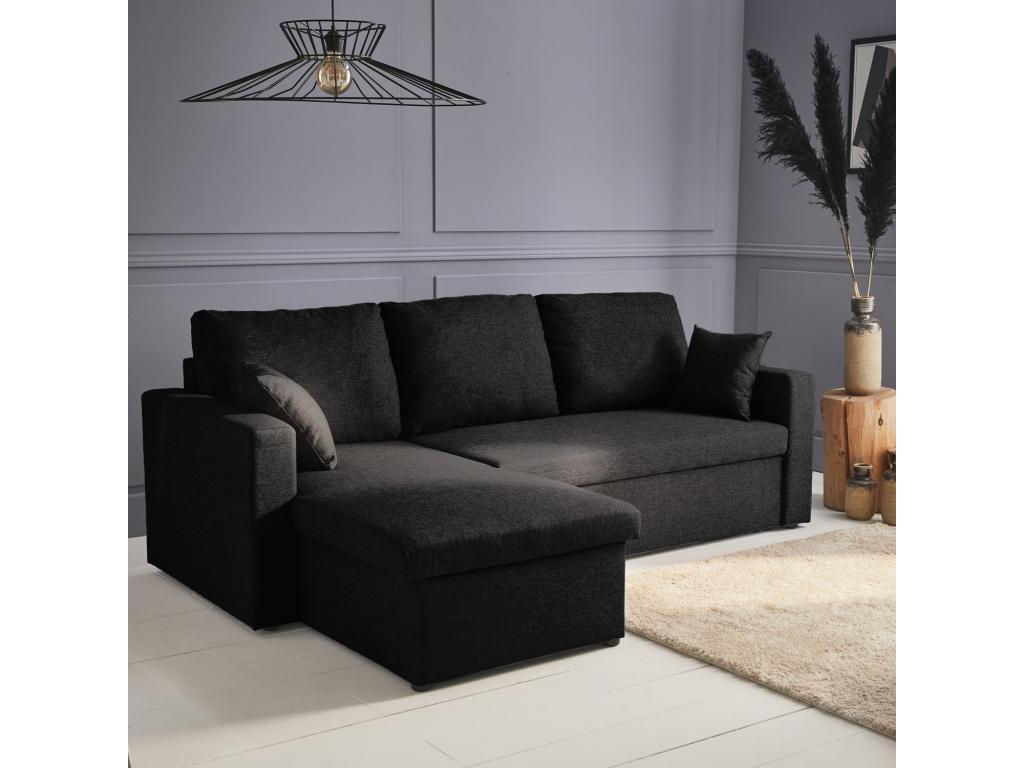 Sofá cama esquinero de 3 plazas negro