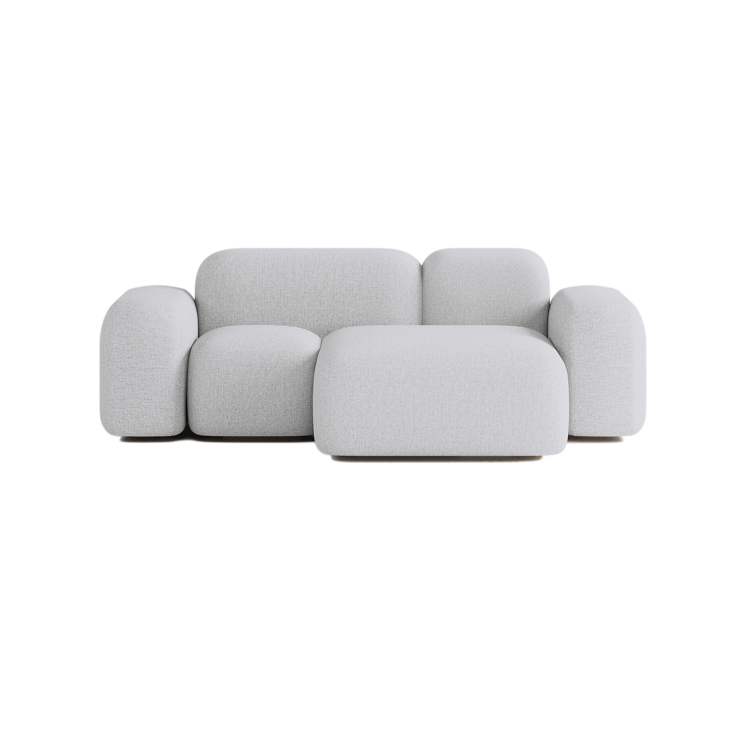 Sofá esquinero modular de 2 plazas en tela gris claro kv2604c5