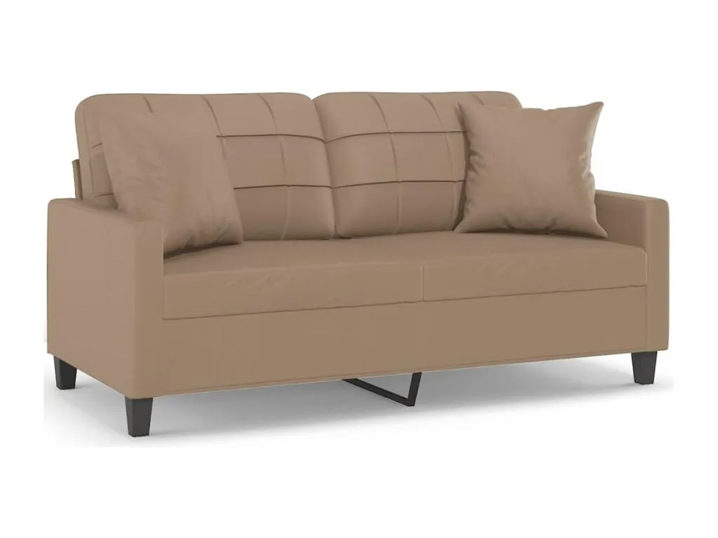 Sofá de 2 plazas con cojines cuero sintético capuchino 140 cm