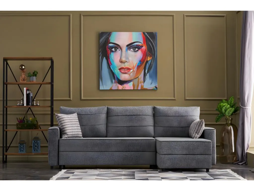 Sofá rinconero Decoencanto 314 Gris Función de descanso Caja de ropa de cama 242x145cm