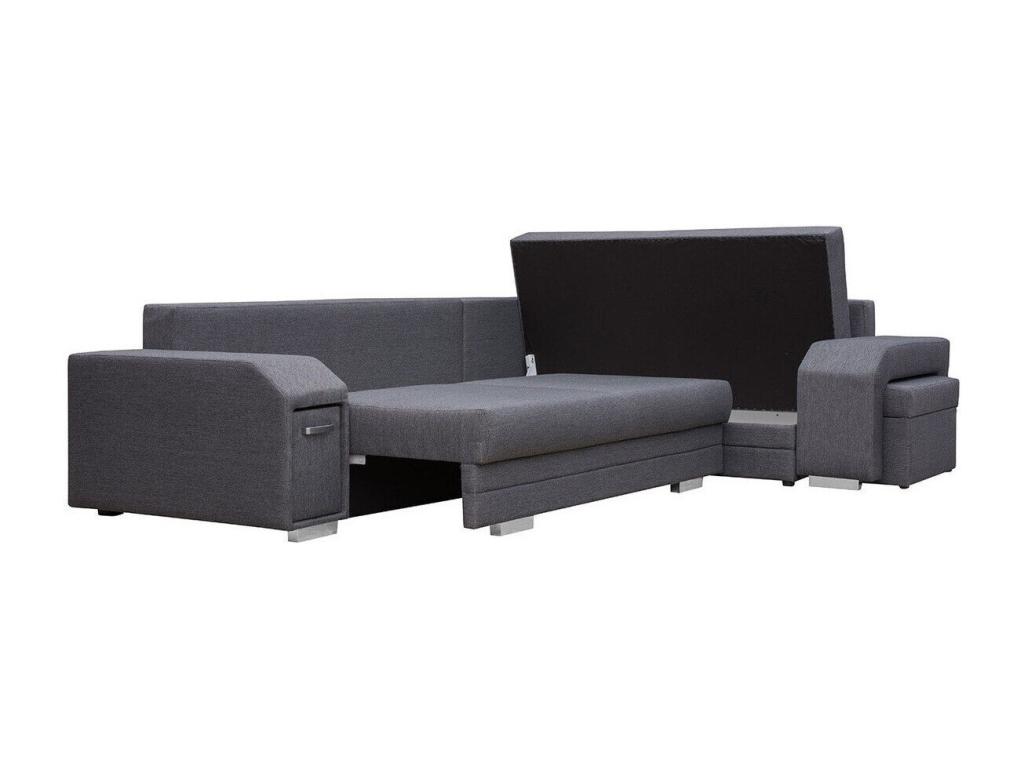 Sofá rinconero Kingsport 101, Gris, Función de descanso, Caja de ropa de cama, 305x205cm