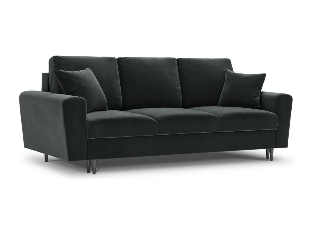 Francomuebleses - Sofá cama con baúl de almacenaje Francomuebleses 3 plazas de terciopelo gris oscuro - 235x100x88cm