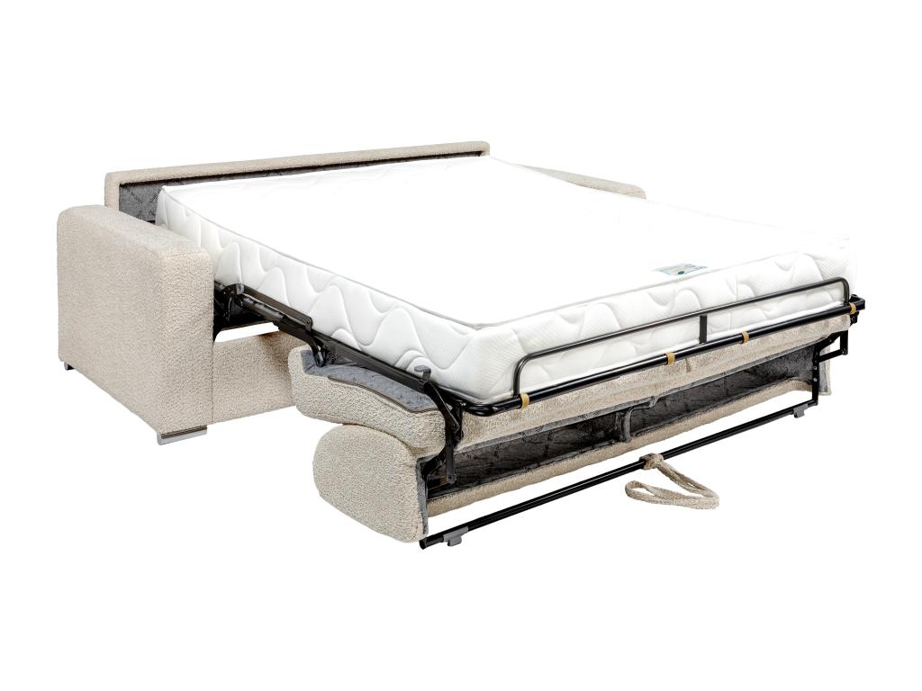 Sofá cama de 4 plazas de apertura rápida de Joliven rizada gris claro- Somier ancho de 160 cm- Colchón de 22 cm